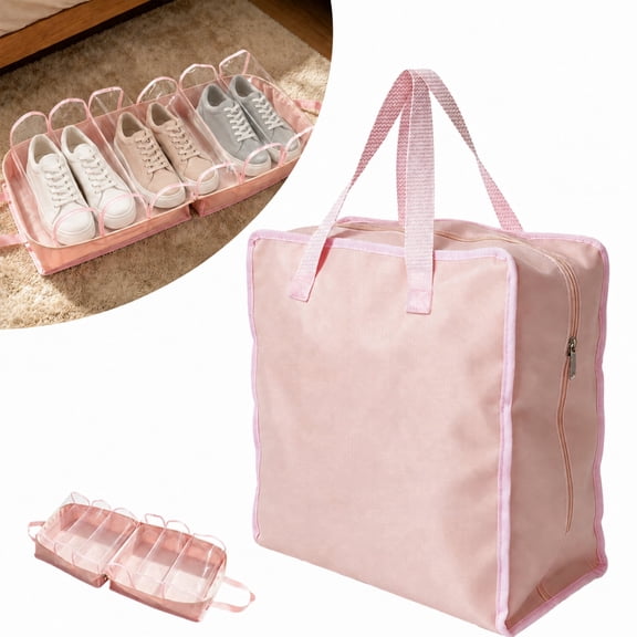 Travel Shoe Organizer Bag, EEEkit 6 Compartment Shoe Storage Bag for Shoes, Clothes & Travel Essentials, Pink