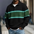 thumbnail image 2 of Atogsazn Men's Striped Button Down Sweatshirt Casual Waffle Collared Long Sleeve Pullover Sweater Fall Winter Tops Green S Fashion, 2 of 7