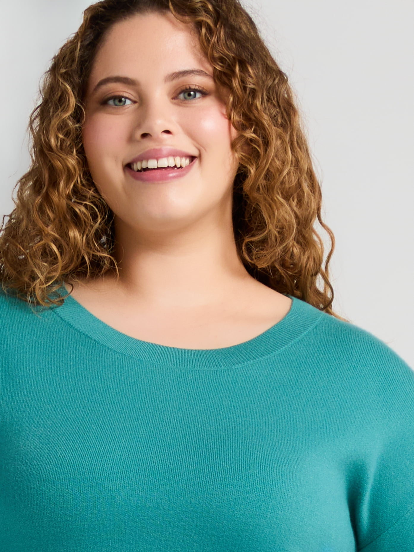 Terra & Sky Women’s Plus Size Double-Knit Twist Sweater, Sizes 0X-5X