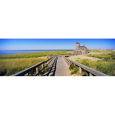 Energy Saving Harbor - Boardwalk leading towards Old Harbor US Life Saving Station Nauset Beach Chatham Barnstable County Massachusetts USA Poster Print