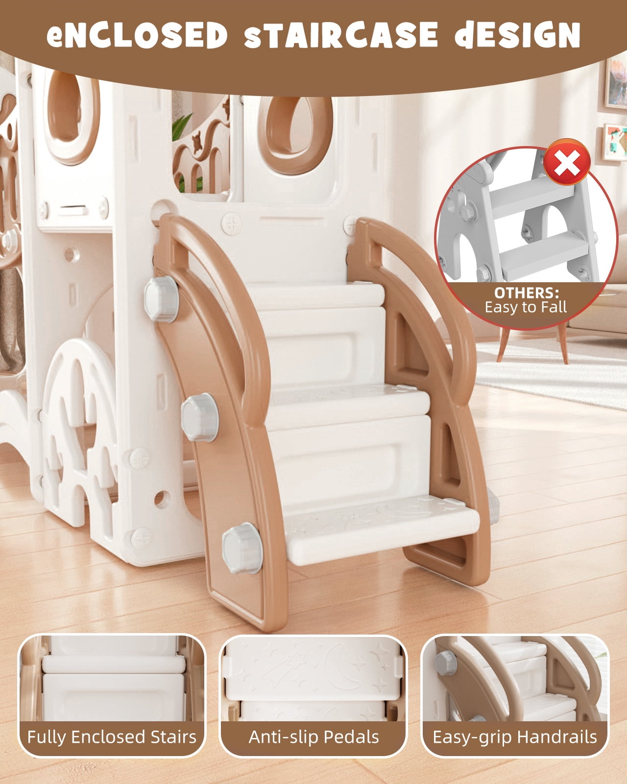 KORIMEFA 8 in 1 Toddler Slide, Kid Slide for Toddlers Age 1-3 with Ring Toss, Basketball Hoop, and Telescope, Indoor Outdoor Slide Toddler Playset Toddler Playground