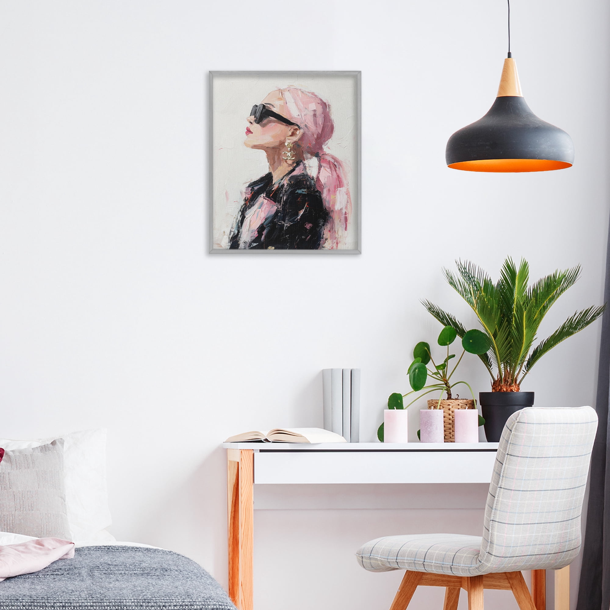 Stupell Industries Pink Daydream Impression Gray Framed Giclee Art, design by Svetlana Aleynikova
