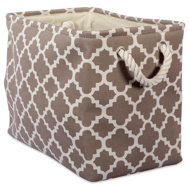 Design Imports CAMZ37875 Bac de Rangement Rectangulaire en Polyester 14 x 8 x 9 Po, Marron - Petit
