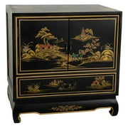 Oriental Furniture Black Lacquer Nightstand