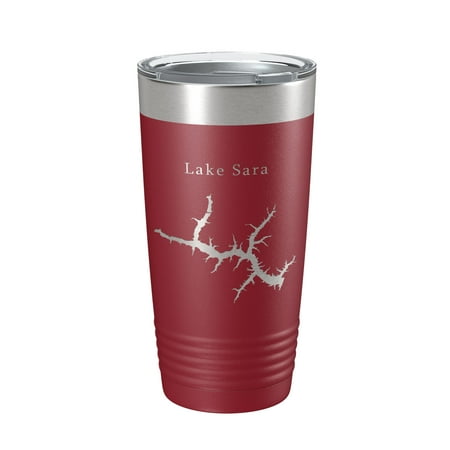 

Lake Sara Map Tumbler Travel Mug Insulated Laser Engraved Coffee Cup Illinois 20 oz Maroon