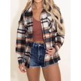 thumbnail image 2 of HSHDLDF Womens Casual Plaid Shacket Button Down Long Sleeve Shirt, 2 of 5