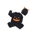 thumbnail image 6 of Qiylii Baby Halloween Knitted Romper, Pumpkin Face Long Sleeves Bodysuit+Hat, 6 of 9