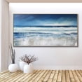 thumbnail image 5 of Ocean Abstract Oil Painting White Wave Textured Artwork Sun Light and Sea Canvas Wall Art Large Sea Wall Art for Living Room,Unstretched,Frameless,(102*204cm)40*80Inches, 5 of 5