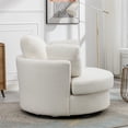 thumbnail image 3 of Aukfa 42" Oversized Swivel Accent Chair w/ Lumbar Pillow, Living Room Barrel Chair Read Chair, Ivory, 3 of 8