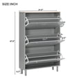 thumbnail image 3 of Shoe Cabinet with 3 Flip Drawers,Wooden Grain Pattern Top Entryway Organizer with 3 Hooks,Free Standing Shoe Rack with Adjustable Panel for Hallway,Grey, 3 of 9