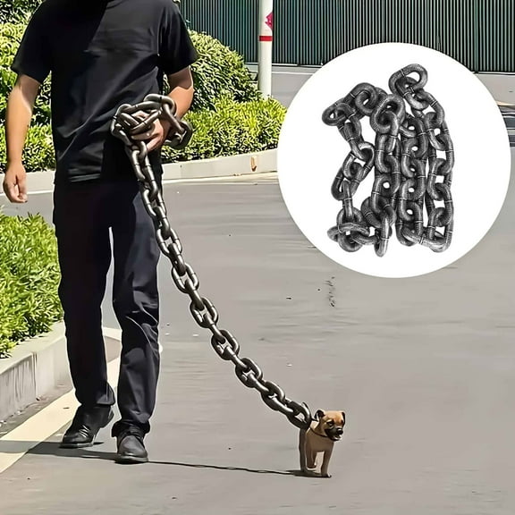6 Ft Funny Dog Leash - Giant Chain Leash with Puppy Collar for Small Dogs, Cats, and Puppies, Chihuahua Teddy Poodle - Black Funny Chain Dog Leash