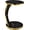 Black Marble, variant on Luxury C Shaped Effect Side Table, Premium Faux Marble Round End Table with Gold Trim Edge, Elegant Slide Under Couch, Sofa for Living Room Small Spaces