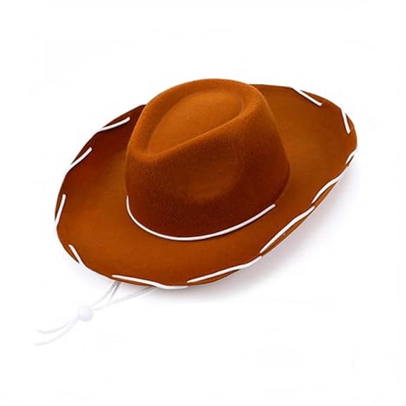 Christmas Gift for Children, Children Brown Red Felt Woody Cowboy Hat Adjustable Western Big Brimmed Cowboy