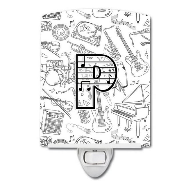 Carolines Treasures CJ2007-PCNL Letter P Musical Note Letters Ceramic Night Light