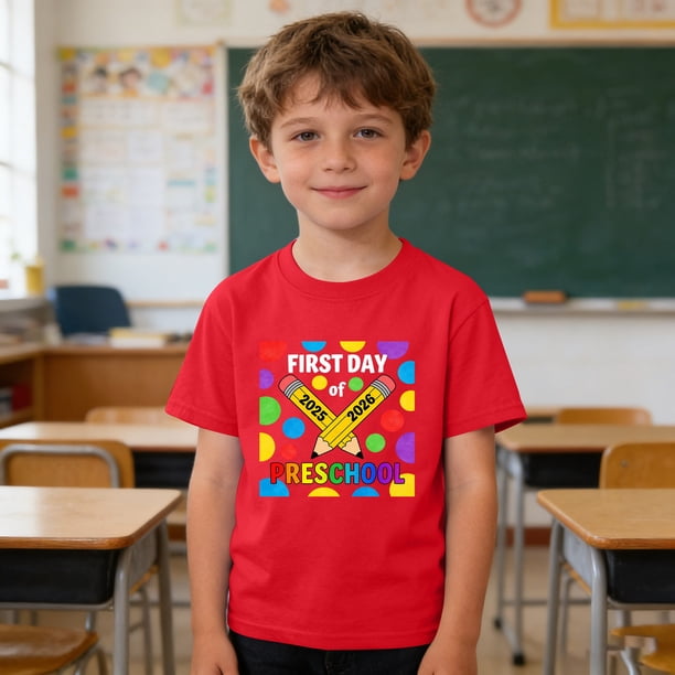 Blusas y camisas de manga corta con cuello redondo para niños y niñas, camisetas gráficas de manga corta, blusas con estampados bonitos para la temporada escolar.