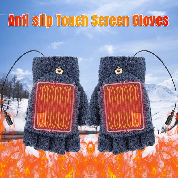 5V Hot Hands Hand Warmers Gloves,Usb Heated Gloves Solid Color Half Finger Gloves Thickened Warm Heated Gloves