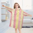 thumbnail image 5 of FORMRS Wearable Blanket Hoodie with Sleeves for Kids Cozy Flannel Sweatshirt, Pink and Yellow Striped Pattern, 5 of 7