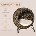 thumbnail image 2 of 20.5" Rattan Cat Bed, Claw-Proof Rattan Wicker Cat Furniture, Elevated Hand-Woven Kitten House Condo with Cushion,  Easy to Clean Elevated Ball Cat Bed with Washable, for Indoor, Brown, 2 of 8
