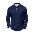 thumbnail image 6 of Men's Button Down Long Sleeve Shirt Turndown Collar Pullover Cotton Polyester Spandex Blend Solid Color Casual Top For Daily Office Work | Zenithor,Dark Blue M, 6 of 7