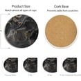 thumbnail image 4 of Juego de 6 posavasos de mármol negro abstracto con soporte, posavasos de cerámica absorbentes para bebidas, posavasos con respaldo de corcho para protección de mesa, regalos de inauguración, 4 of 4