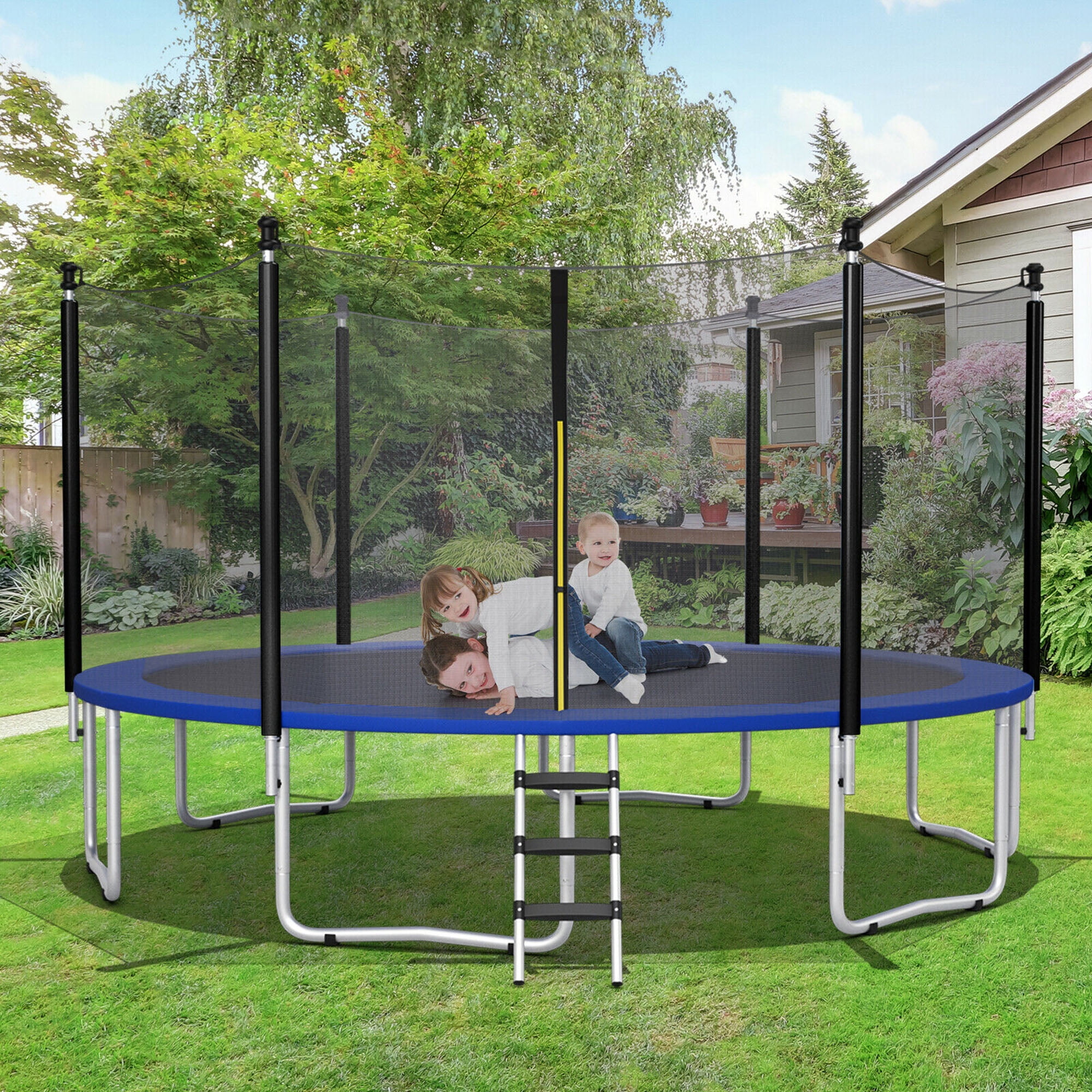 Safety net top for a trampoline