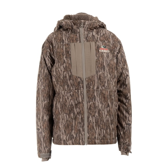 Mossy Oak Elements Youth Sherpa Lined Waterproof Hunting Jacket, Mossy Oak New Bottomland, Size Medium