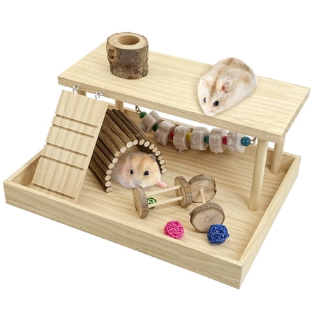 Dwarf Hamster Activity Playground-Style 2 Small Animal Wood Climbing Exercise Toy