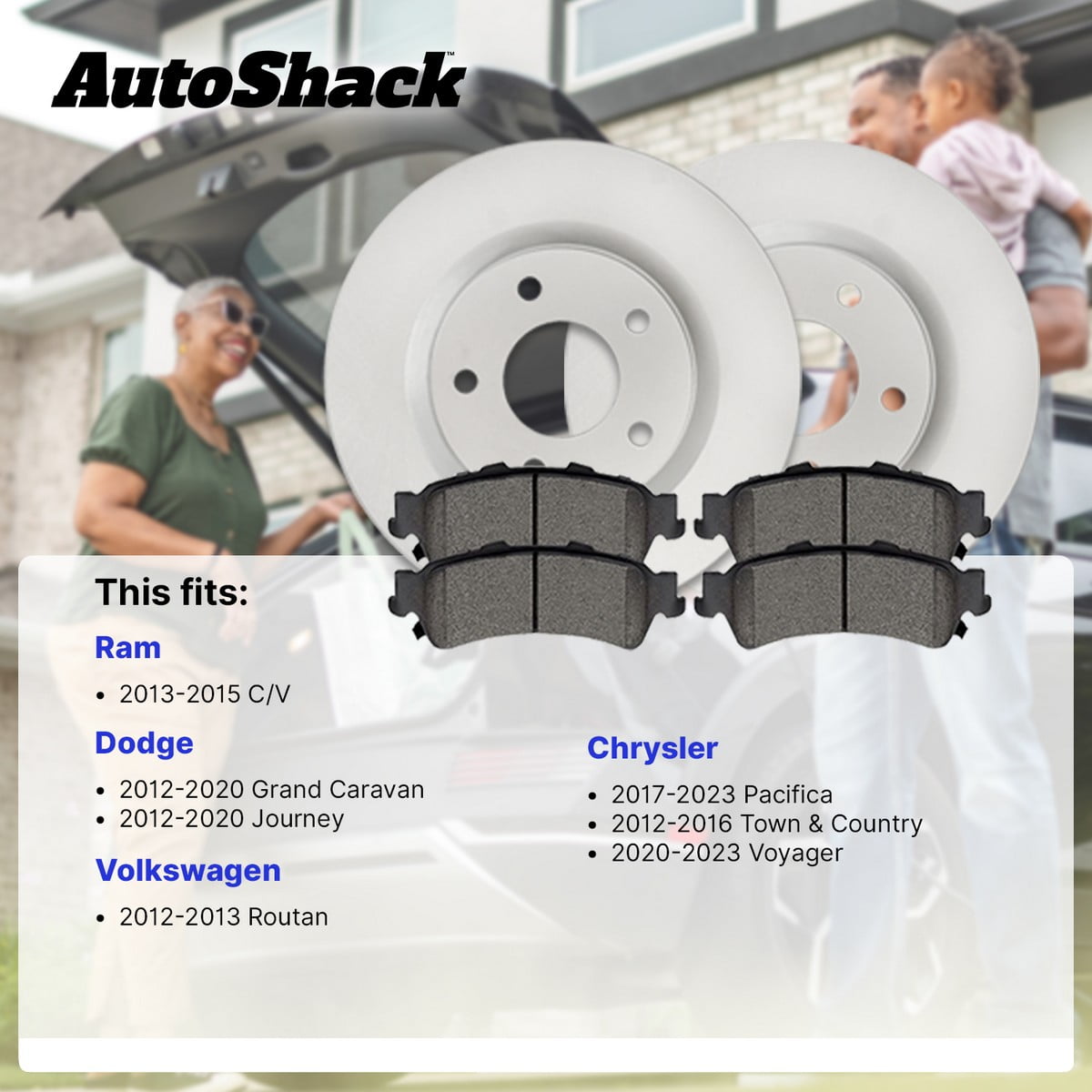 AutoShack Front Brake Rotors & Ceramic Pads for Dodge & Chrysler, Grand Caravan 2012-2020 Journey 2012-2020 Pacifica 2017-2023, FWD AWD L4 2.4L V6 3.6L - Coated - ArmorStop - 13.03" (331 mm), 5-Lug