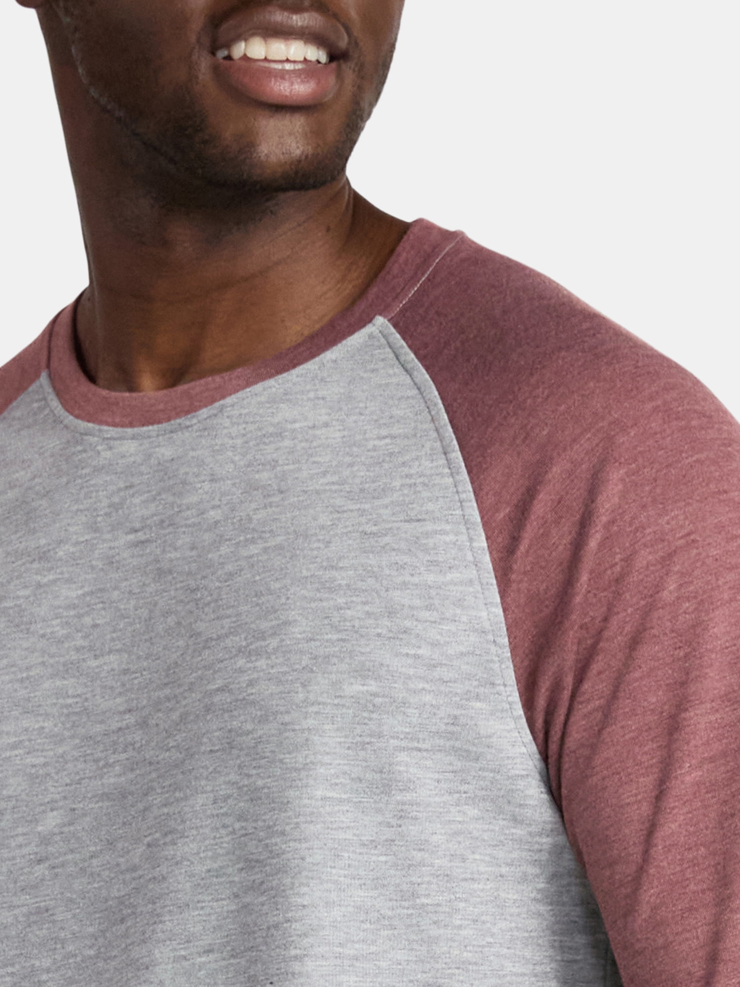 George Men's & Big Men's Relaxed Fit Raglan Tee with Long Sleeves, Sizes S-3XL