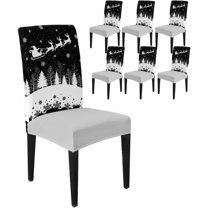Chair Covers for Dining Room Set of 4,Christmas Tree Santa Claus Stretch Seat Protector Removable Washable Chairs Slipcovers for Kitchen Banquet Wedding Hotel,Reindeer Red Black Plaid