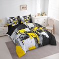 thumbnail image 2 of Homewish Yellow Aesthetic Patchwork 7 Pieces Full Size Bedding Sets,Geometric Abstract Full Size Bed in a Bag,Black Reversible, 2 of 8