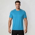 thumbnail image 2 of Men's Dry Fit Shirts Mesh Short Sleeve Athletic Crew Neck T Shirts Running Gym Workout Short Sleeve Tee Tops Blue XXL, 2 of 3
