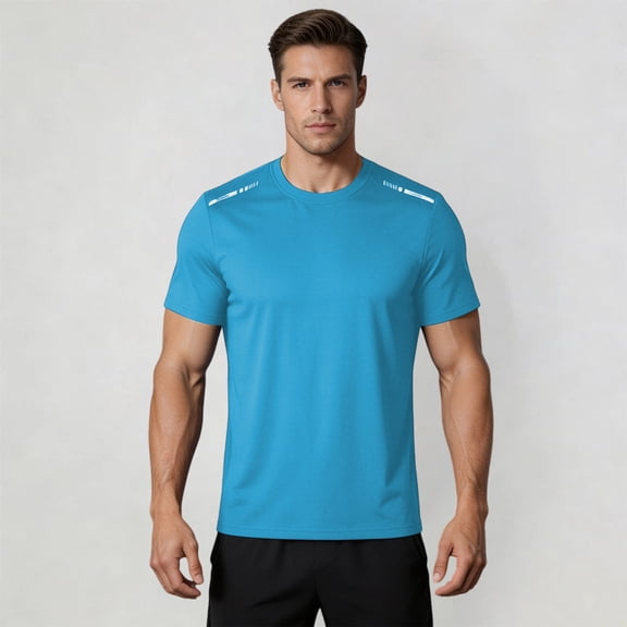 Performance Short Sleeve Crewneck Tee for Everyday Workout Training Lightweight Wicking Sports Shirt Breathable Athletic Mens Casual Fitness Running Gym Outdoor ActivewearBlueXXXXL
