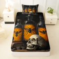 thumbnail image 3 of Feelyou Halloween Skull Bottle Twin Sheets, Vintage Spooky Skull Bedding, 3pcs, 1 Flat Sheet, 1 Fitted Sheet and 1 Pillowcase, 3 of 5