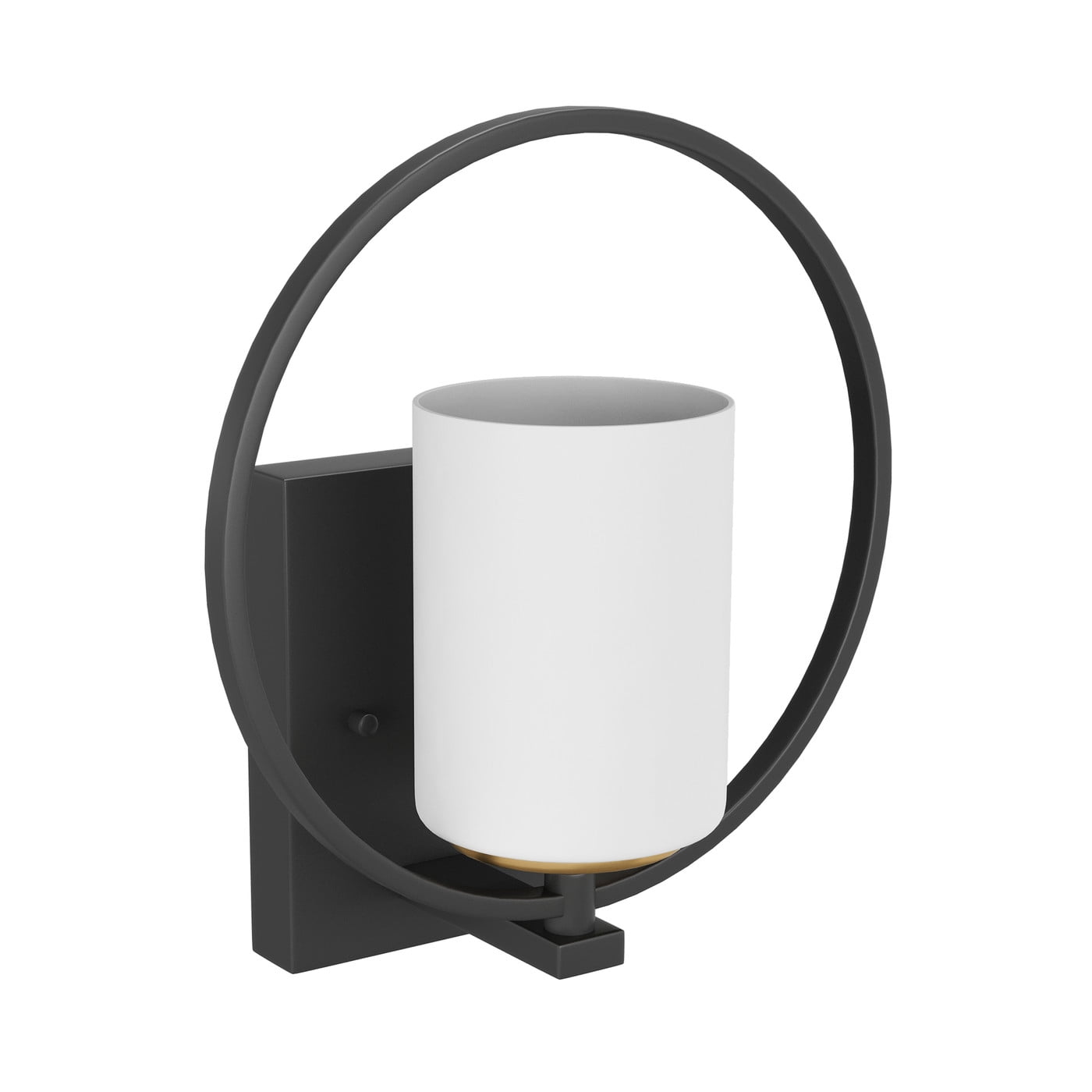 Aiwen 1-Light Wall Sconce Cylinder Minimalist Rustic Lighting Fixture with Circle Frame
