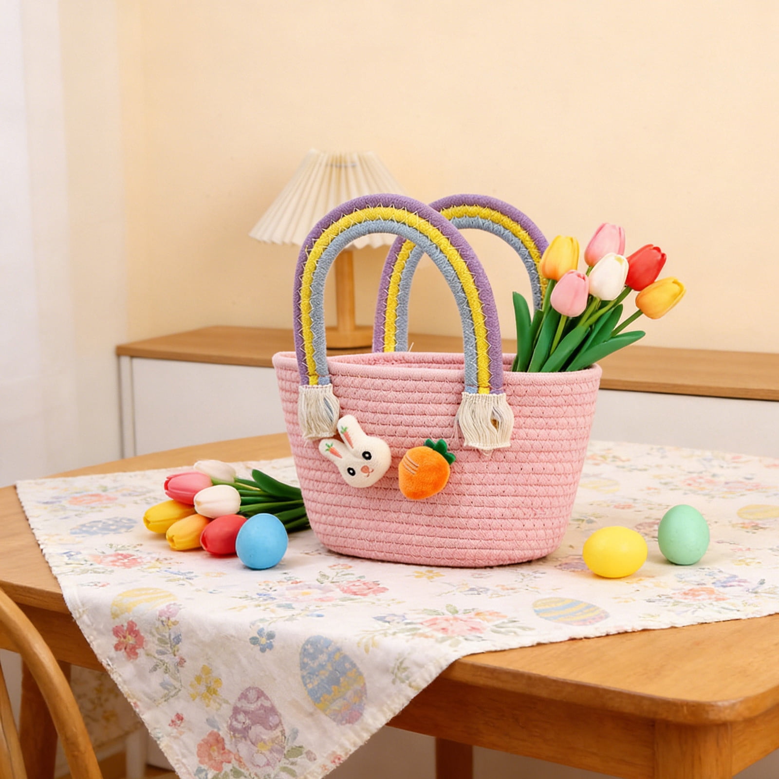 Lunxisen 4 Pcs Easter Bunny Party Decoration Storage Basket Candy Holder for Home Celebration Gift