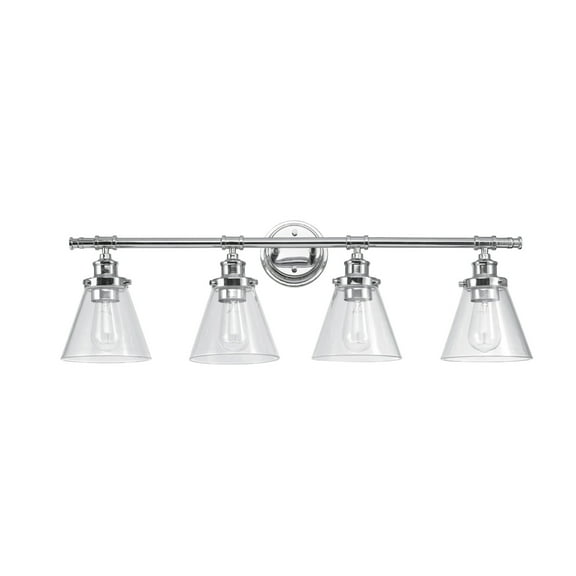 Globe Electric Parker 4-Light Chrome Vanity Light with Clear Glass Shades ,51446