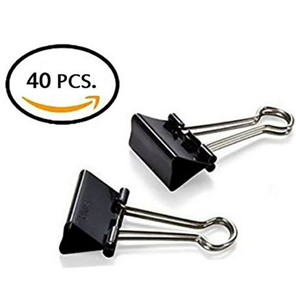 Black Binding Clips, 1/2" Wide, 40Pieces In Plastic Tub With Cover