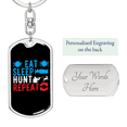 thumbnail image 2 of Eat Sleep Repeat Stainless Steel or 18k Gold Premium Swivel Dog Tag Keychain, 2 of 10
