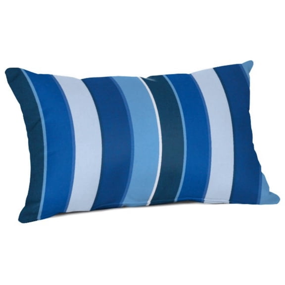 Casual Cushion Outdoor Lumbar Pillow, Striped Sunbrella Fade-Resistant for Patio Furniture & Porch Swings, 19"W x 12"L, 6" thick, Reversible, Milano Cobalt