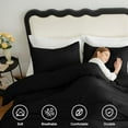 thumbnail image 4 of CozyLux Queen Comforter Set Black, 3 Pieces Solid Queen Comforter Breathable Quilted Style Bedding Sets, Luxury Soft Microfiber Down Alternative Comforter for All Season (1 Comforter & 2 Pillowcases), 4 of 6