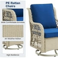 thumbnail image 6 of Garvee 3 Pieces Outdoor Swivel Rocker Chair Set, Outdoor Swivel Glider Rocker, Outdoor Rocking Chair Set with Glass Top Table with Thick Cushions for Backyard, Balcony, Deck, Blue, 6 of 8