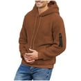 thumbnail image 2 of BRGZLK Mens Hoodies Solid Color Long Sleeve Hooded Plush Pullover Style Sweatshirt Top Coffee XXL, 2 of 5