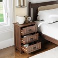 thumbnail image 4 of Gymax 2PCS 3 Drawers End Table Nightstand Bedroom Storage Wood Slide Brown, 4 of 10