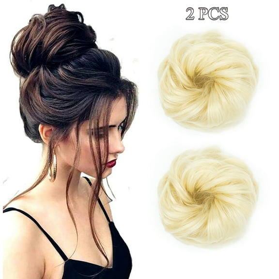 2-Pack Bun Hair Extensions Messy Synthetic Chignon Hairpiece Easy Bun Hair Pieces for Women Hair Updos Chignon Hair piece Ponytail Scrunchies