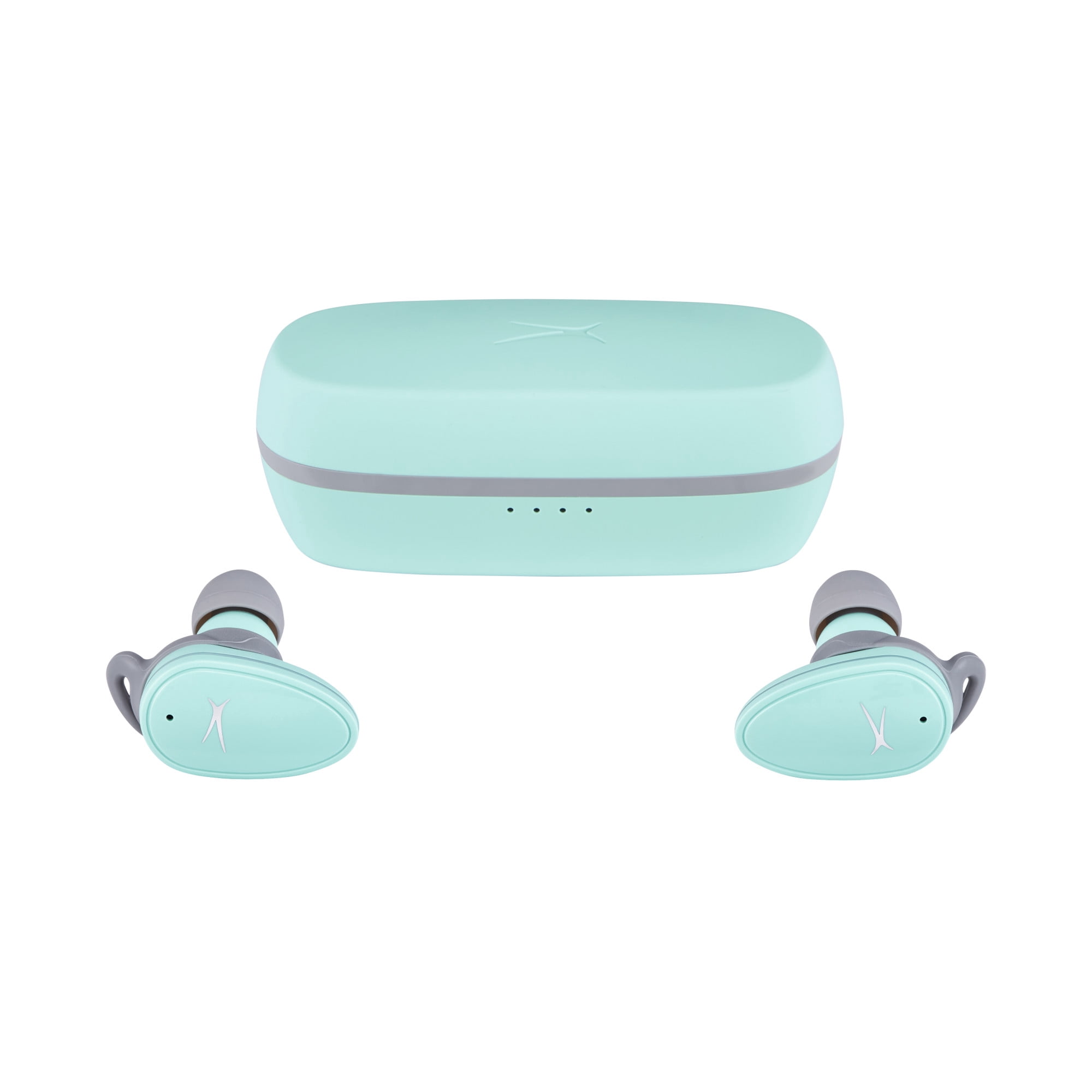 Altec Lansing NanoBuds Active Noise Cancelling Truly Wireless Earbuds, with Water Resistance, Stay-In-Place Helix Wings, Anti-Microbial Protection, 28 Hours of Total Playtime, Mint Green