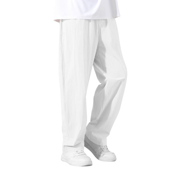 Dagugfen Athletic Pants for Teen Boys Girls Waterproof Loose Fitted Elastic Waist Straight Full Length Pants with Pockets(15-16 YearsWhite)