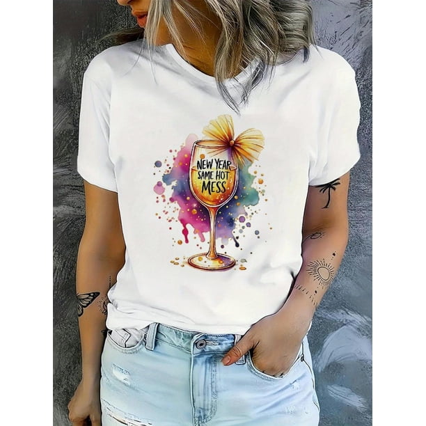 Sports casual everyday top Women's wear Soft Short Sleeve Round Neck Tee T-shirt Top Daily casual T-shirt Tee Tee For Adult, Men, Women, Teen, Teenager, Adolescent, Youth