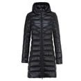 thumbnail image 2 of Chaqueta de plumón ligera para mujer, chaqueta ajustada de longitud media con capucha para otoño e invierno, talla grande, gorro de lana, 2 of 3