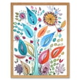 thumbnail image 1 of Embroidery Style Flowers Folk Art Watercolour Painting Art Print Framed Poster Wall Decor 12x16 inch, 1 of 5
